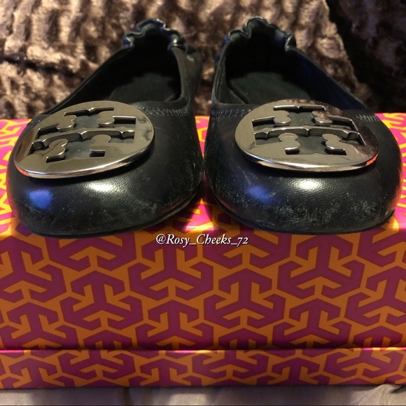 Tory Burch Black and Silver Reva Ballet Flats - Picture 5 of 6